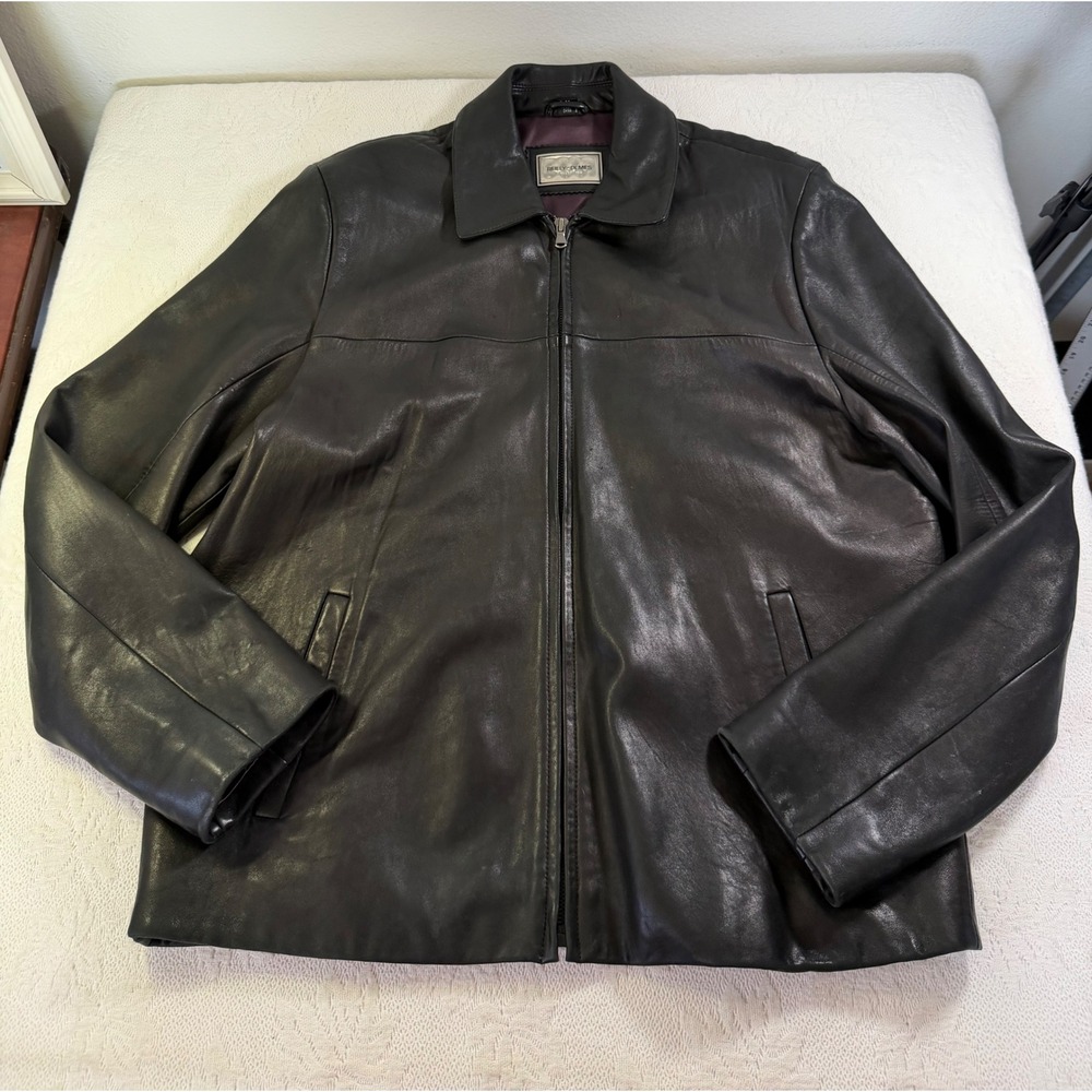 Reilly Olmes Collection Mens Black Leather Jacket Zip Front Buttery Soft Size M
